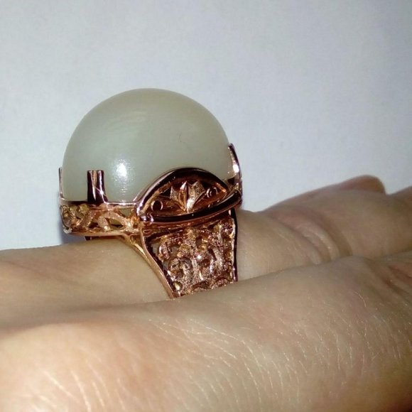 Magnificent 14K Rose Gold HUGE Star Moonstone Ring Size 8 - Picture 9 of 12